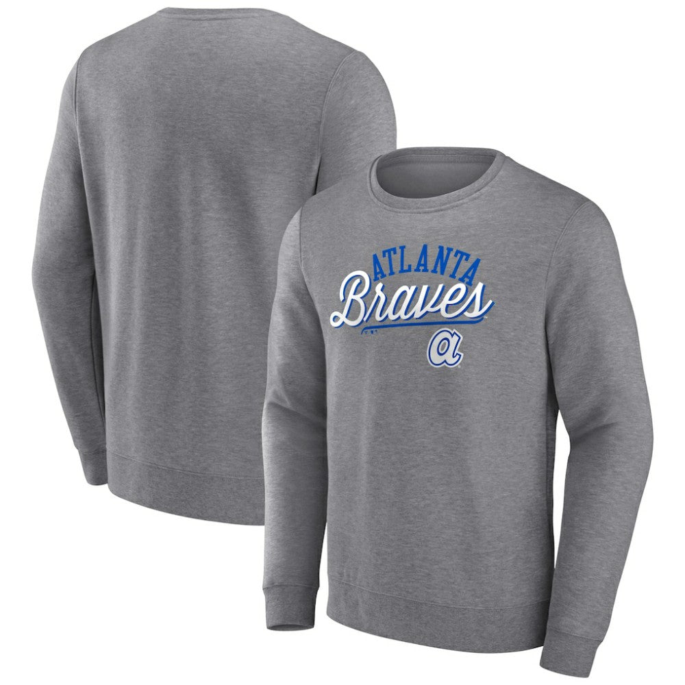 Atlanta Braves Heather Gray Fanatics Simplicity Pullover Sweatshirt Pullover - MLB