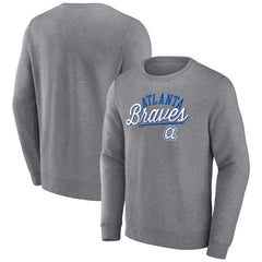 Atlanta Braves Heather Gray Fanatics Simplicity Pullover Sweatshirt Pullover - MLB