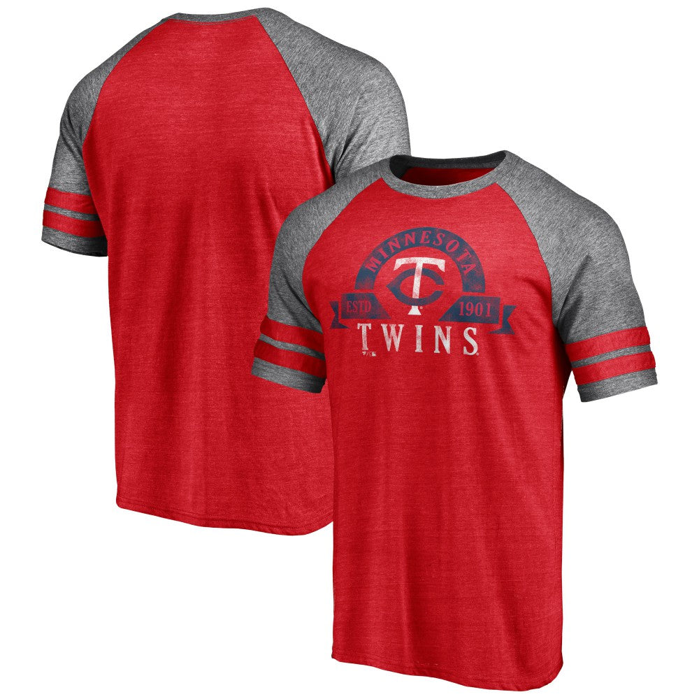 Minnesota Twins Fanatics Utility Two-Stripe Raglan Tri-Blend T-Shirt - MLB