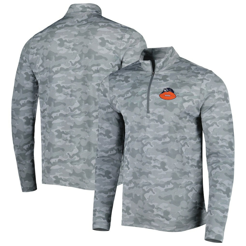 Chicago Bears Antigua Brigade Throwback Quarter-Zip Top Gray | NFL