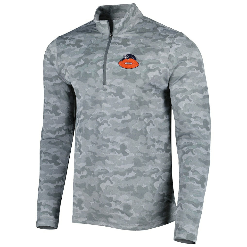 Chicago Bears Antigua Brigade Throwback Quarter-Zip Top Gray | NFL