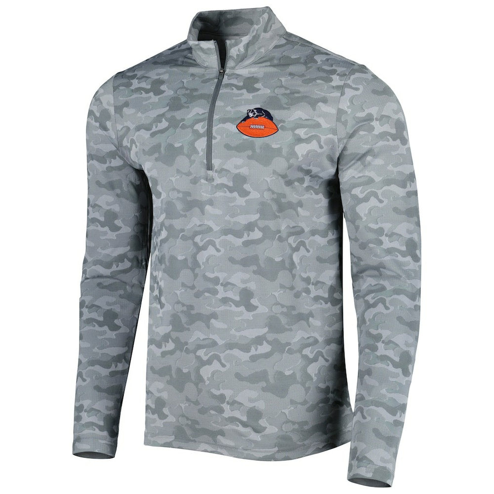Chicago Bears Antigua Brigade Throwback Quarter-Zip Top Gray | NFL