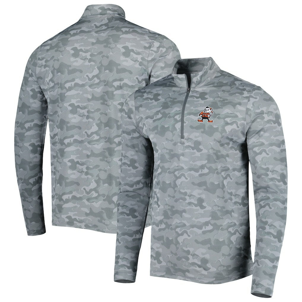Cleveland Browns Antigua Brigade Throwback Quarter-Zip Top Gray | NFL
