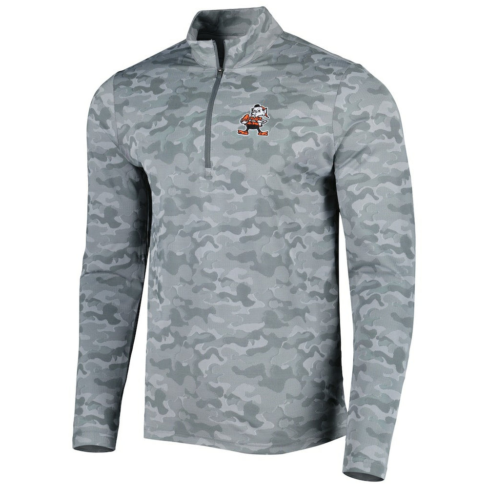 Cleveland Browns Antigua Brigade Throwback Quarter-Zip Top Gray | NFL