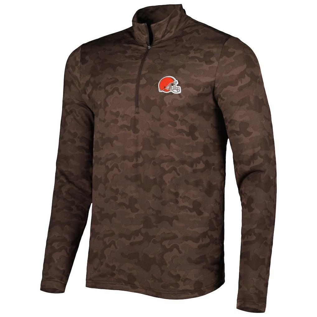 Cleveland Browns Antigua Brigade Quarter-Zip Sweatshirt Brown | NFL