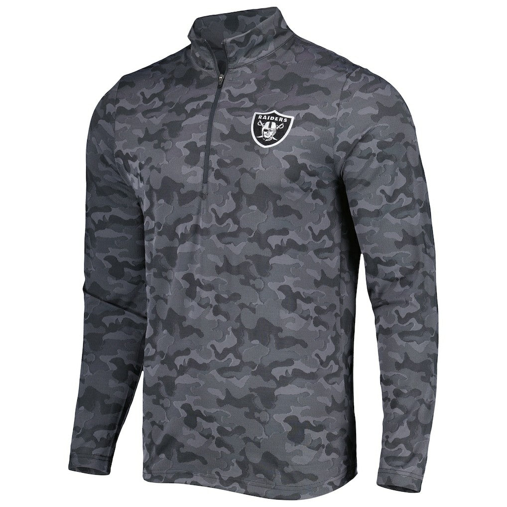 Las Vegas Raiders Antigua Brigade Quarter-Zip Sweatshirt Black | NFL