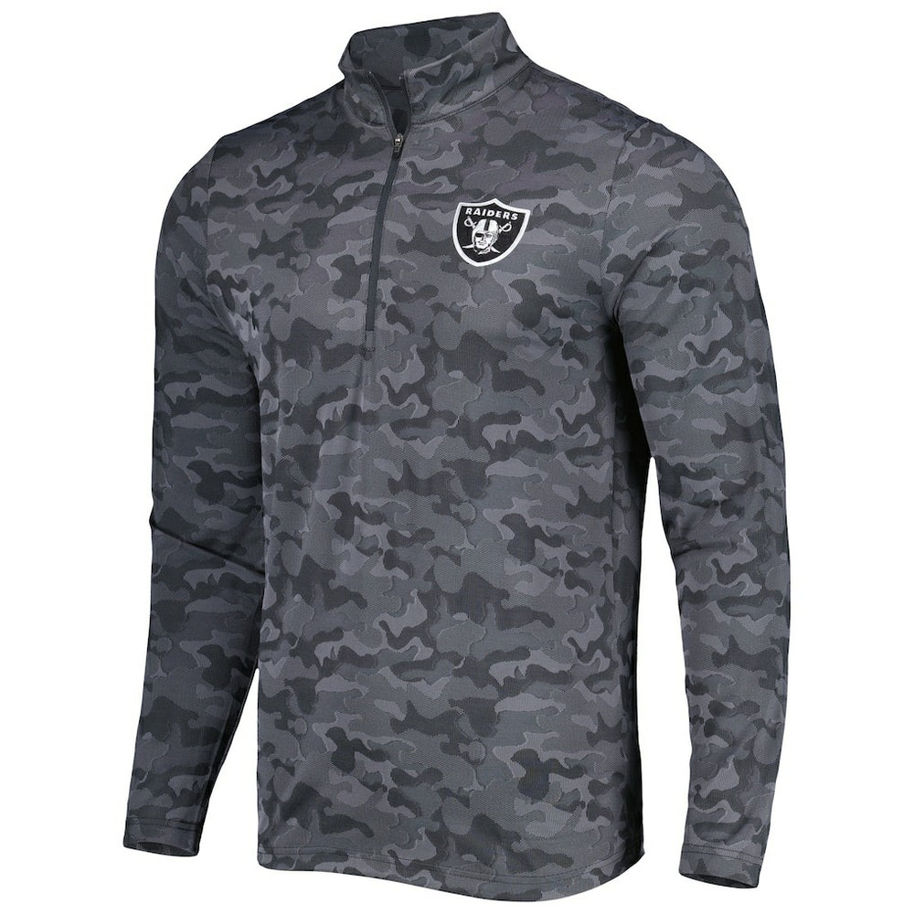 Las Vegas Raiders Antigua Brigade Quarter-Zip Sweatshirt Black | NFL
