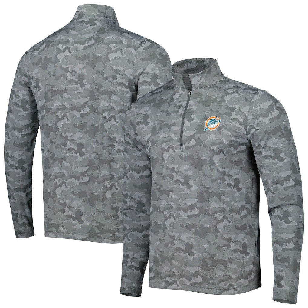 Miami Dolphins Antigua Brigade Throwback Quarter-Zip Top Gray | NFL