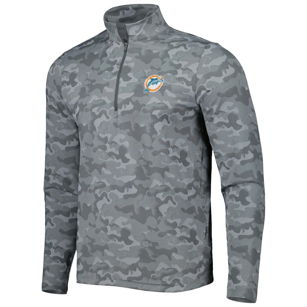 Miami Dolphins Antigua Brigade Throwback Quarter-Zip Top Gray | NFL
