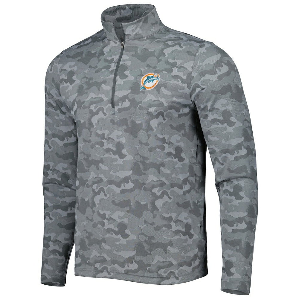 Miami Dolphins Antigua Brigade Throwback Quarter-Zip Top Gray | NFL