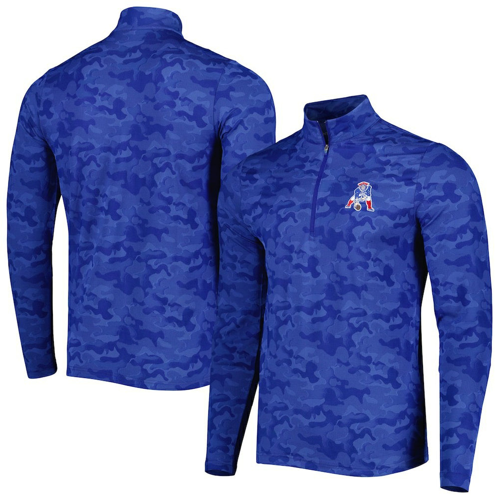 New England Patriots Antigua Brigade Throwback Quarter-Zip Top Royal | NFL