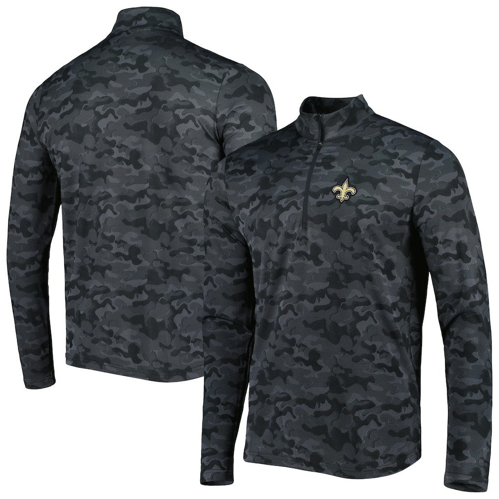 New Orleans Saints Antigua Brigade Quarter-Zip Sweatshirt Black | NFL