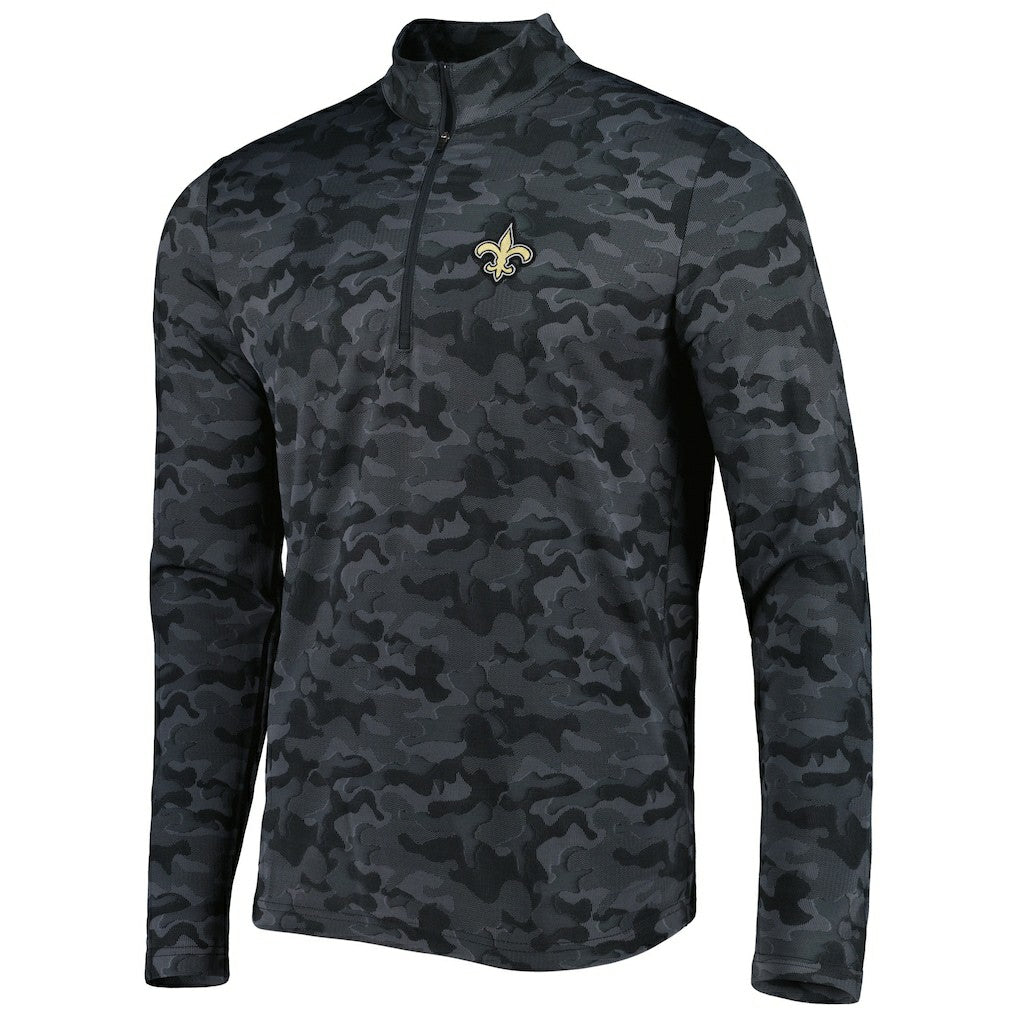 New Orleans Saints Antigua Brigade Quarter-Zip Sweatshirt Black | NFL
