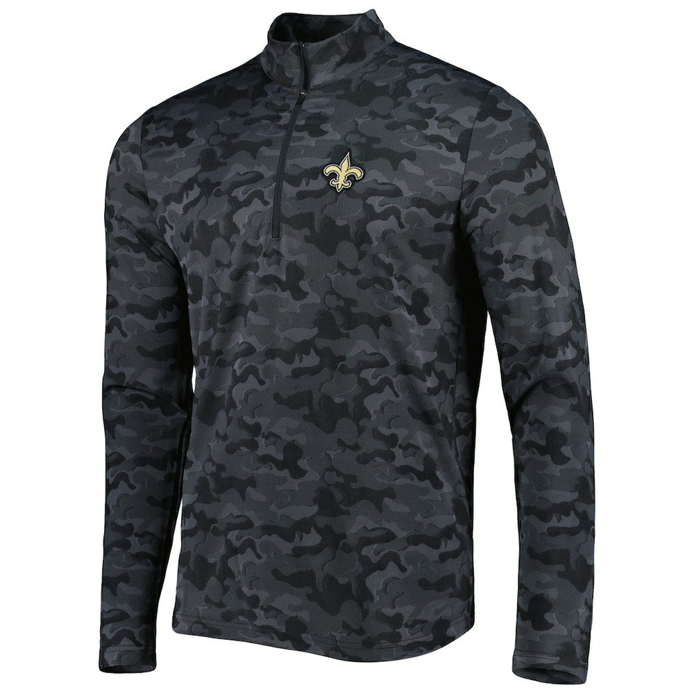 New Orleans Saints Antigua Brigade Quarter-Zip Sweatshirt Black | NFL