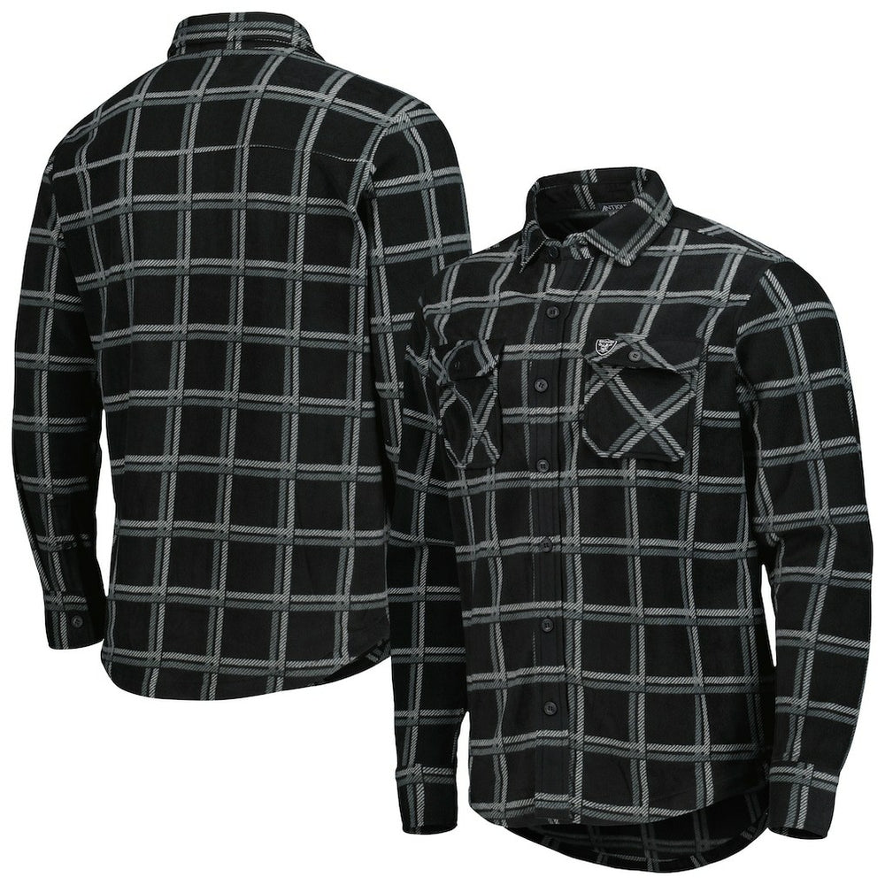 Las Vegas Raiders Antigua Industry Flannel Button-Up Shirt Jacket Black | NFL