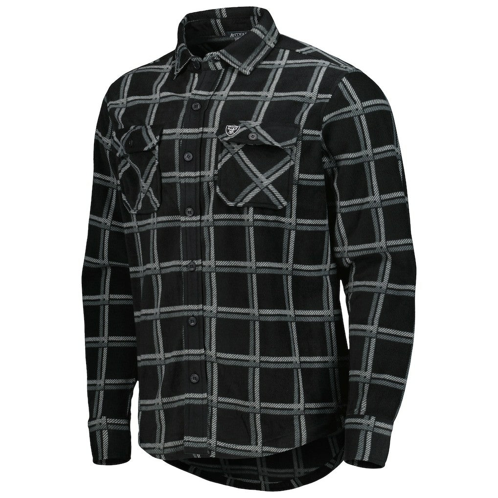 Las Vegas Raiders Antigua Industry Flannel Button-Up Shirt Jacket Black | NFL