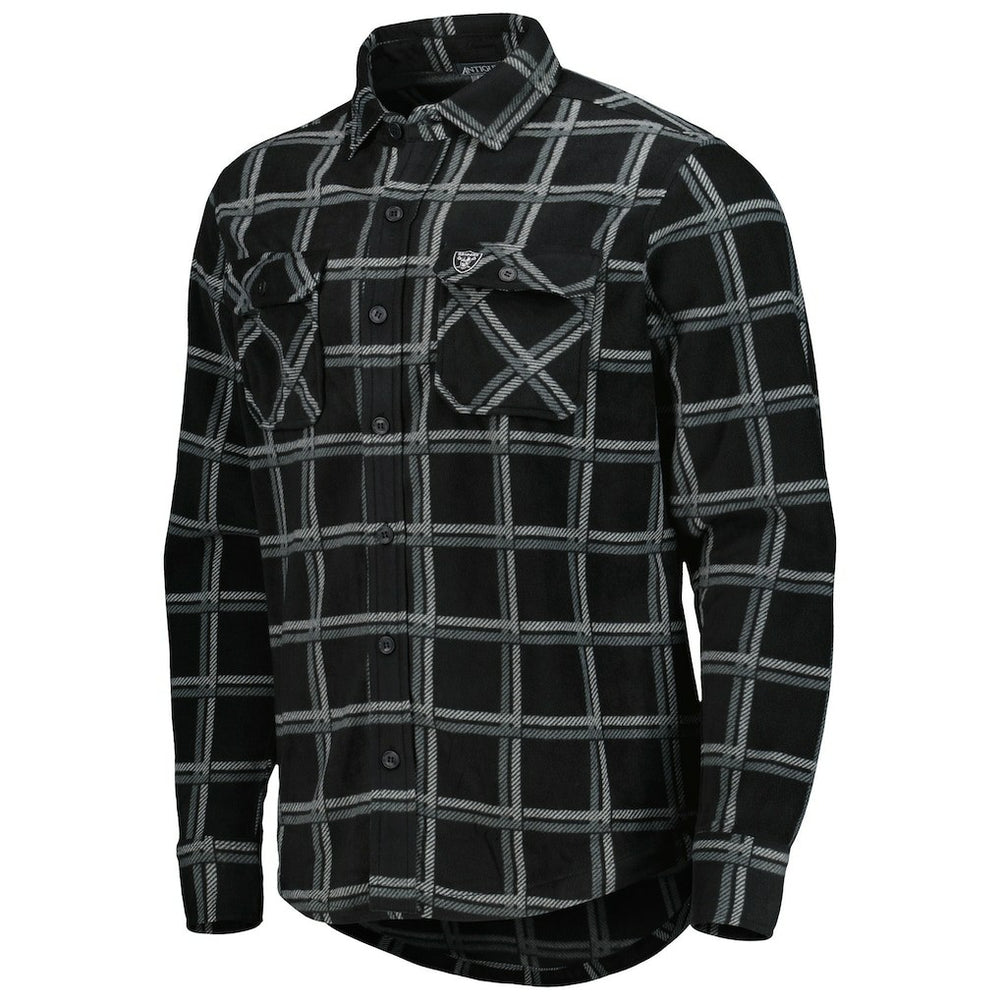 Las Vegas Raiders Antigua Industry Flannel Button-Up Shirt Jacket Black | NFL