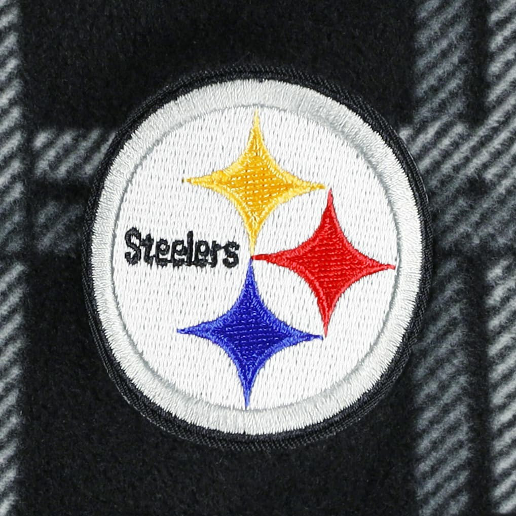 Pittsburgh Steelers Antigua Industry Flannel Button-Up Shirt Jacket Black | NFL