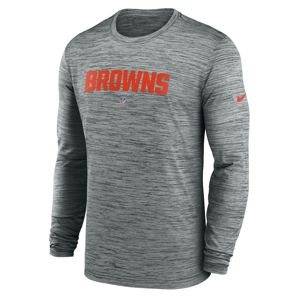 Cleveland Browns Sideline Team Velocity Performance Long Sleeve T-Shirt Heather Gray | Nike for Sale