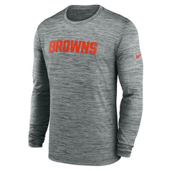Cleveland Browns Sideline Team Velocity Performance Long Sleeve T-Shirt Heather Gray | Nike for Sale