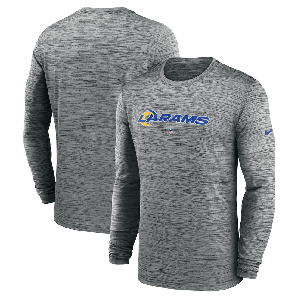 Los Angeles Rams Sideline Team Velocity Performance Long Sleeve T-Shirt Heather Gray | Nike for Sale