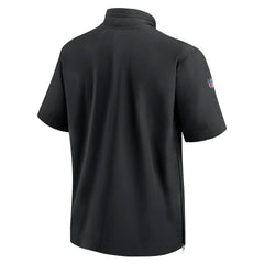 Carolina Panthers Sideline Coach Short Sleeve Hoodie Quarter-Zip Jacket - Black | Nike for Sale
