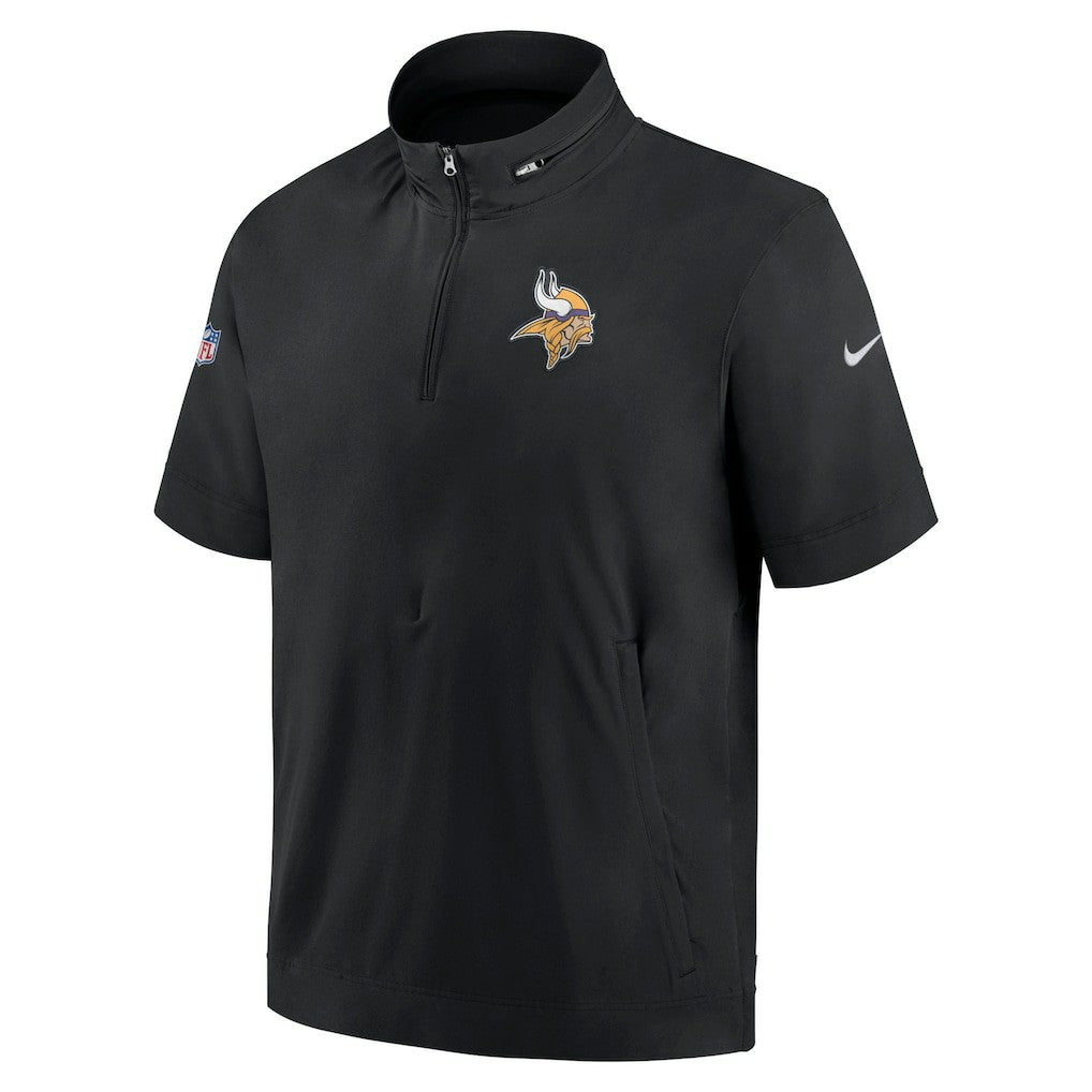 Minnesota Vikings Sideline Coach Short Sleeve Hoodie Quarter-Zip Jacket - Black | Nike for Sale