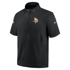 Minnesota Vikings Sideline Coach Short Sleeve Hoodie Quarter-Zip Jacket - Black | Nike for Sale