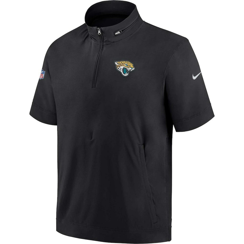Jacksonville Jaguars Sideline Coach Short Sleeve Hoodie Quarter-Zip Jacket - Black | Nike for Sale