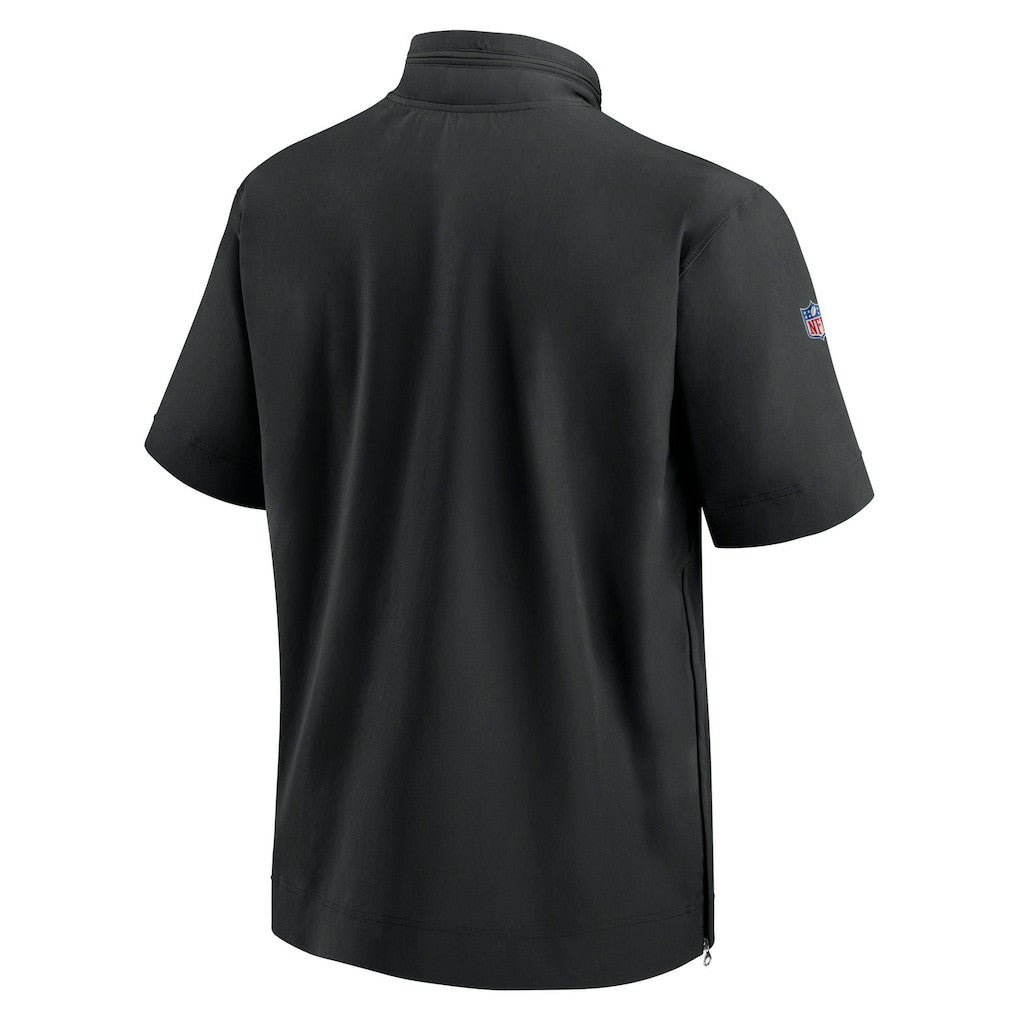 New York Jets Sideline Coach Short Sleeve Hoodie Quarter-Zip Jacket - Black | Nike for Sale