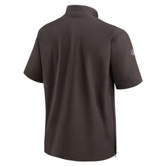 Cleveland Browns Sideline Coach Short Sleeve Hoodie Quarter-Zip Jacket - Brown | Nike for Sale