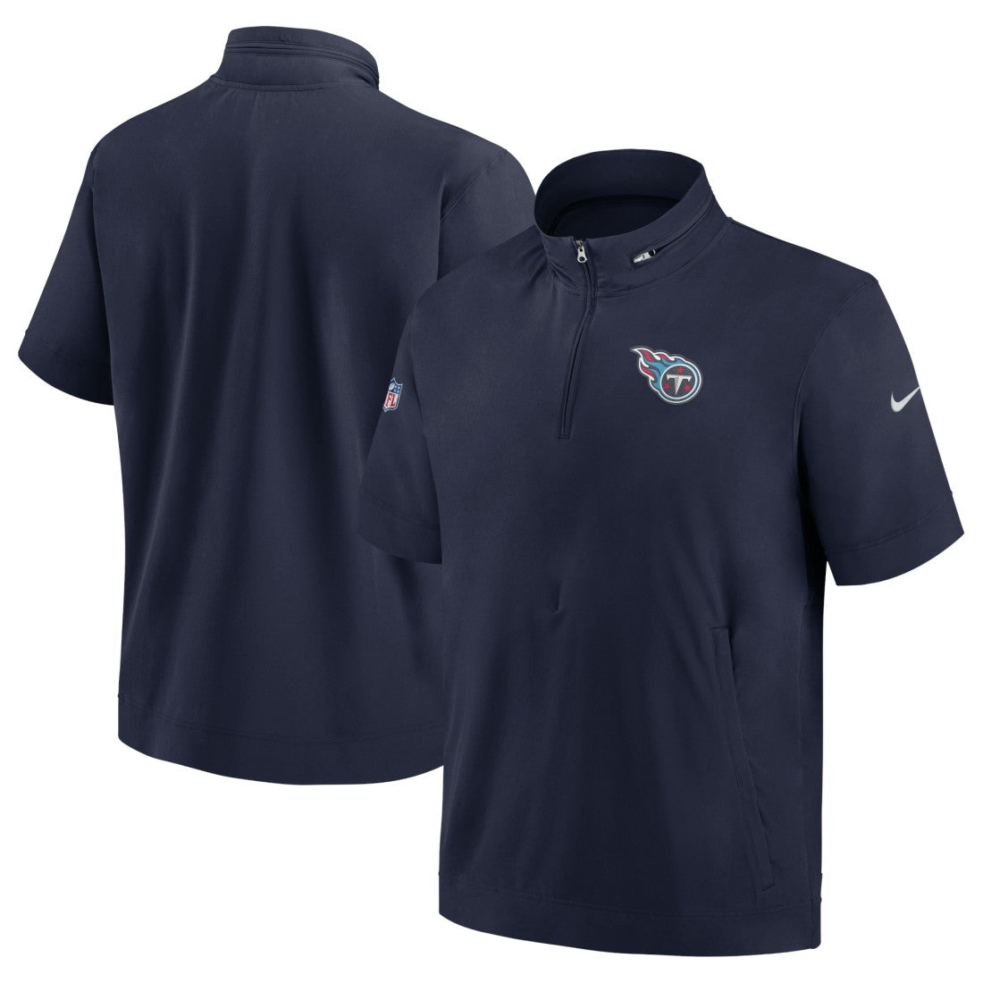 Tennessee Titans Sideline Coach Short Sleeve Hoodie Quarter-Zip Jacket - Navy | Nike for Sale