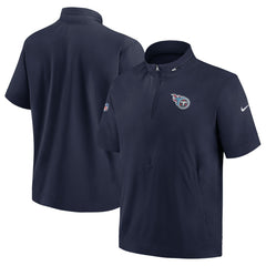 Tennessee Titans Sideline Coach Short Sleeve Hoodie Quarter-Zip Jacket - Navy | Nike for Sale