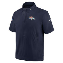 Denver Broncos Sideline Coach Short Sleeve Hoodie Quarter-Zip Jacket - Navy | Nike for Sale