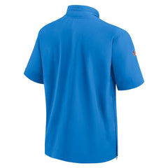 Los Angeles Chargers Sideline Coach Short Sleeve Hoodie Quarter-Zip Jacket - Powder Blue | Nike for Sale