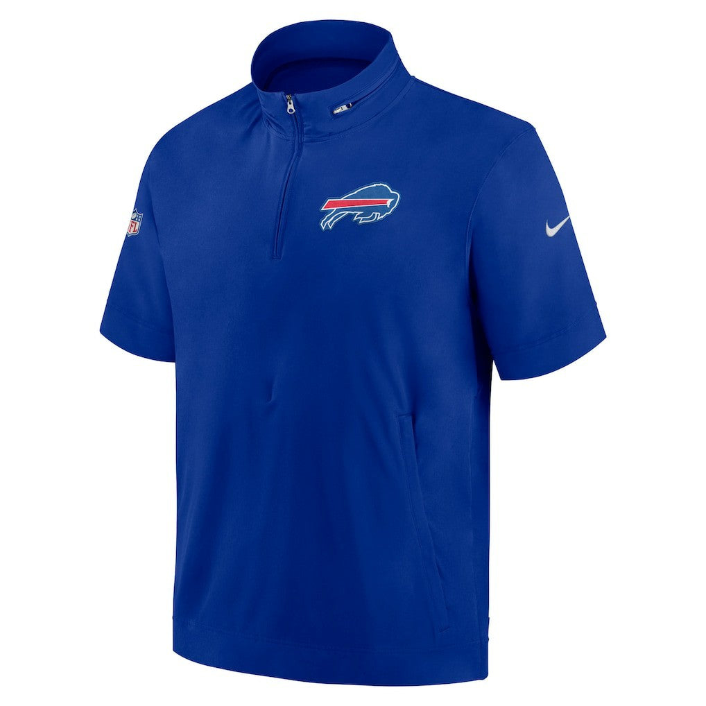 Buffalo Bills Sideline Coach Short Sleeve Hoodie Quarter-Zip Jacket - Royal | Nike for Sale