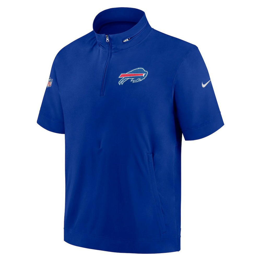 Buffalo Bills Sideline Coach Short Sleeve Hoodie Quarter-Zip Jacket - Royal | Nike for Sale