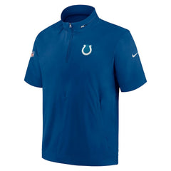Indianapolis Colts Sideline Coach Short Sleeve Hoodie Quarter-Zip Jacket - Royal | Nike for Sale
