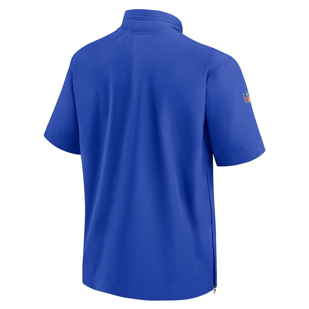 Los Angeles Rams Sideline Coach Short Sleeve Hoodie Quarter-Zip Jacket - Royal | Nike for Sale