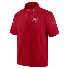Tampa Bay Buccaneers Sideline Coach Short Sleeve Hoodie Quarter-Zip Jacket - Red | Nike for Sale