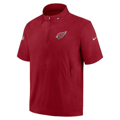 Arizona Cardinals Sideline Coach Short Sleeve Hoodie Quarter-Zip Jacket - Cardinal | Nike for Sale