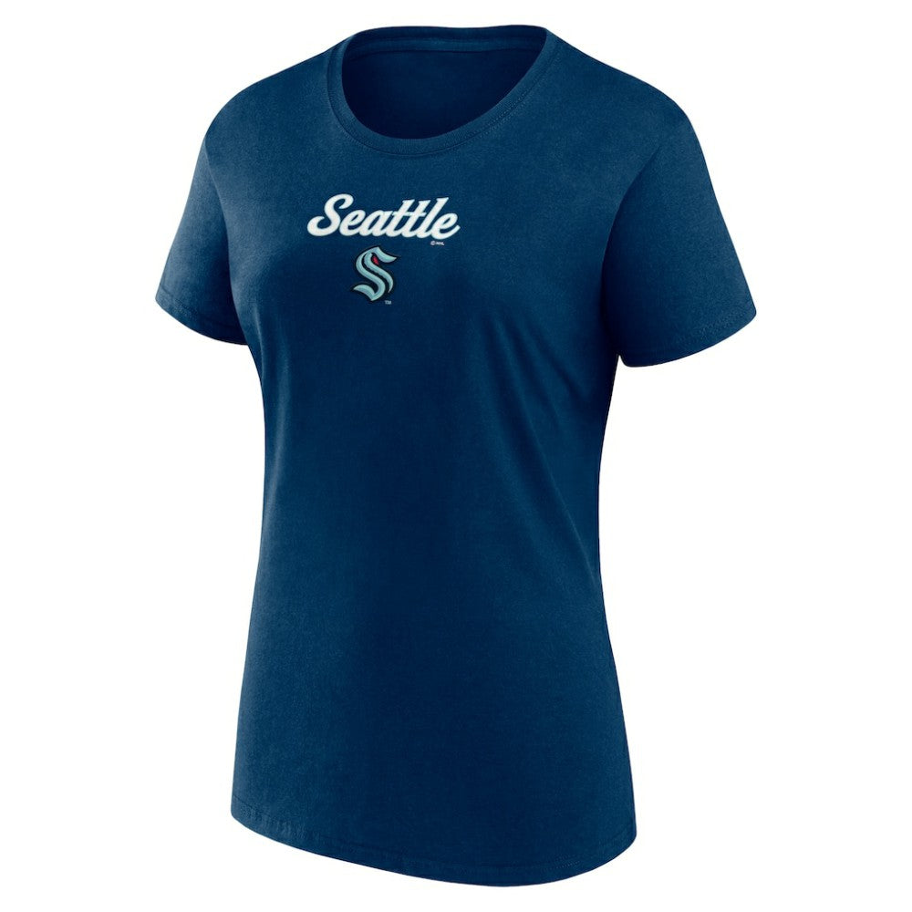 Seattle Kraken Fanatics Women's Script T-Shirt & Shorts Set - Navy/Gray - NHL