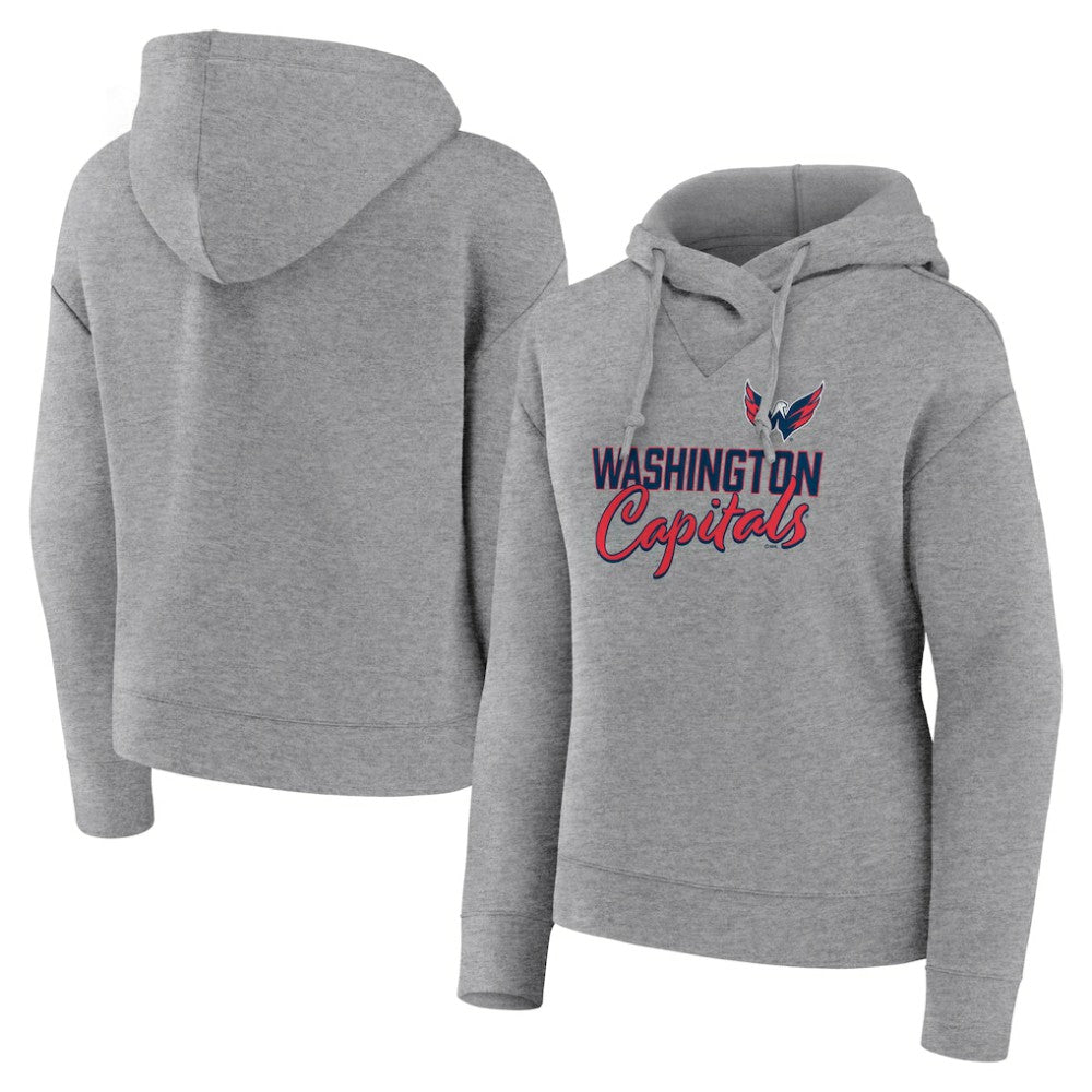 Washington Capitals Fanatics Women's Script Favorite Pullover Hoodie - Heather Gray - NHL