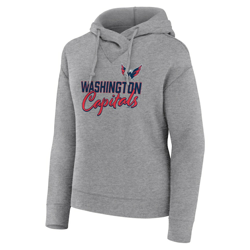 Washington Capitals Fanatics Women's Script Favorite Pullover Hoodie - Heather Gray - NHL