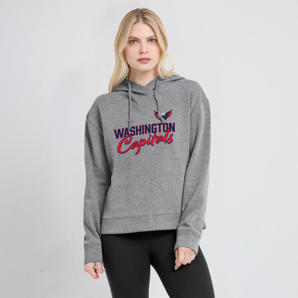Washington Capitals Fanatics Women's Script Favorite Pullover Hoodie - Heather Gray - NHL