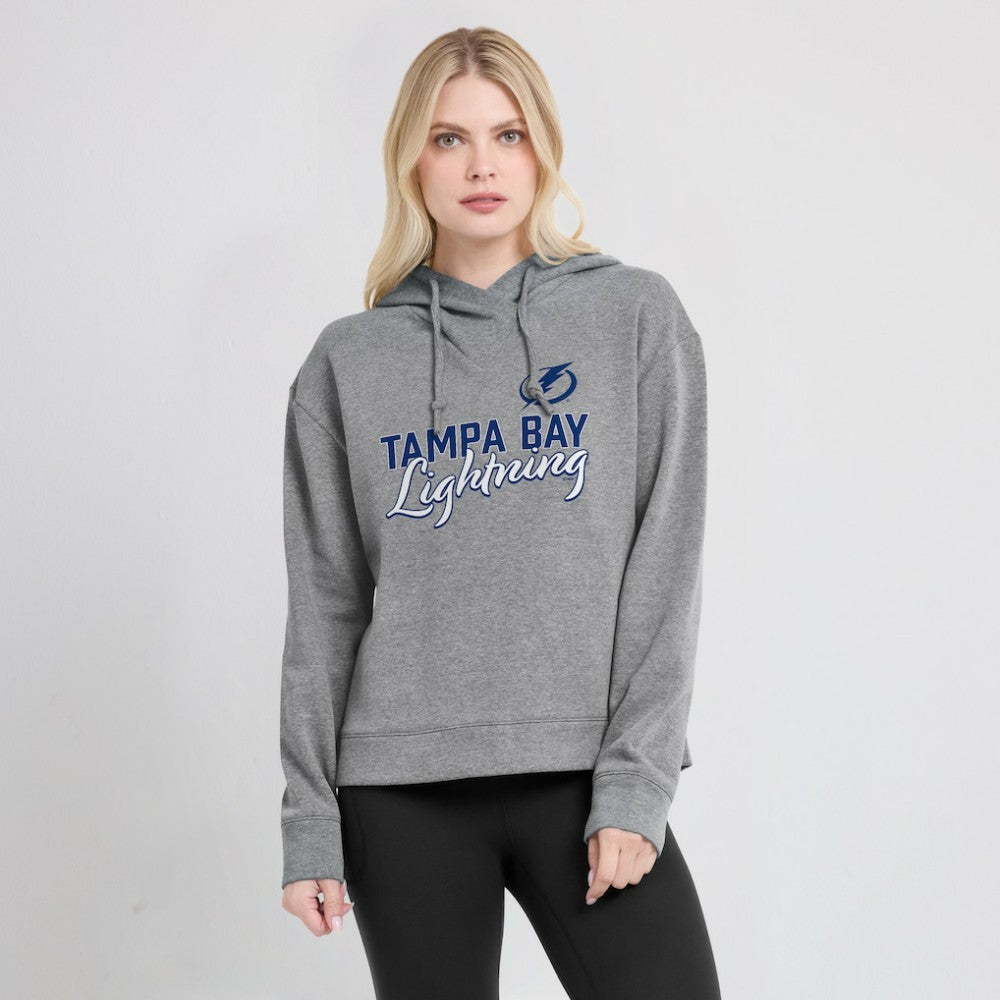 Tampa Bay Lightning Fanatics Women's Script Favorite Pullover Hoodie - Heather Gray - NHL