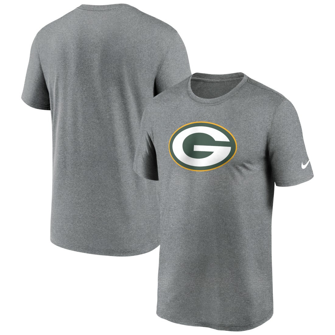 Green Bay Packers Primetime Legend Logo Performance T-Shirt Heather Charcoal | Nike for Sale
