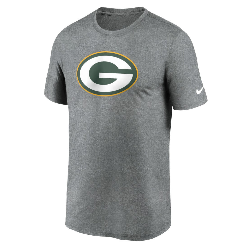 Green Bay Packers Primetime Legend Logo Performance T-Shirt Heather Charcoal | Nike for Sale