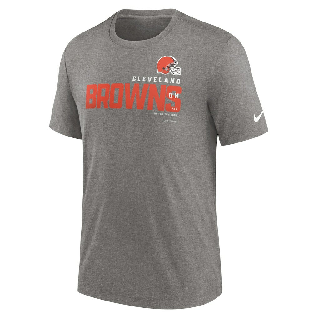Cleveland Browns Team Tri-Blend T-Shirt Heather Charcoal | Nike for Sale