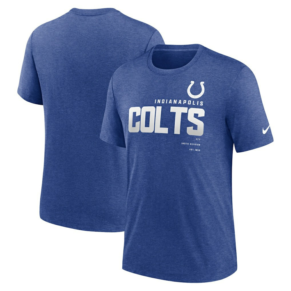 Indianapolis Colts Team Tri-Blend T-Shirt Heather Royal | Nike for Sale